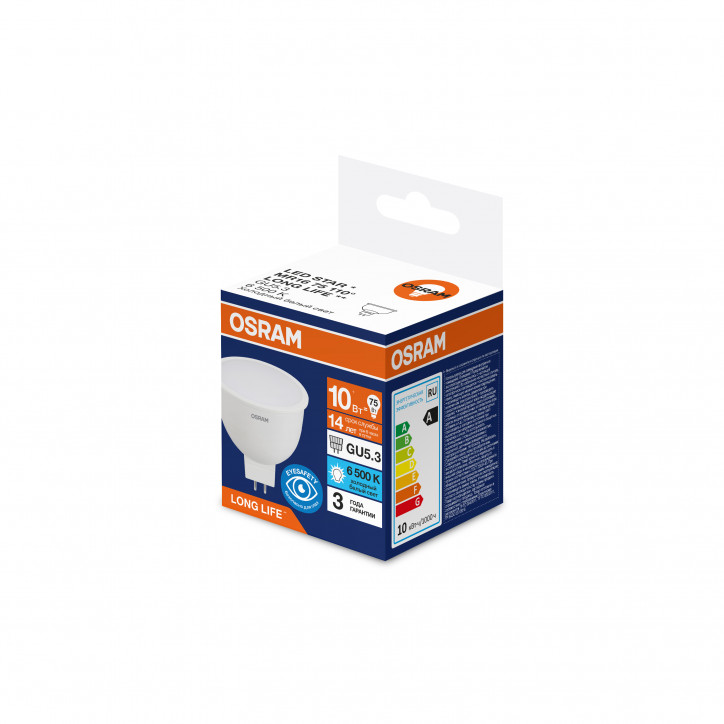 Лампа светодиодная 10Вт 1000Лм 6500К GU5.3 170-250В OSRAM LONG LIFE Лампа светодиодная 10Вт 1000Лм 6500К GU5.3 170-250В OSRAM LONG LIFE