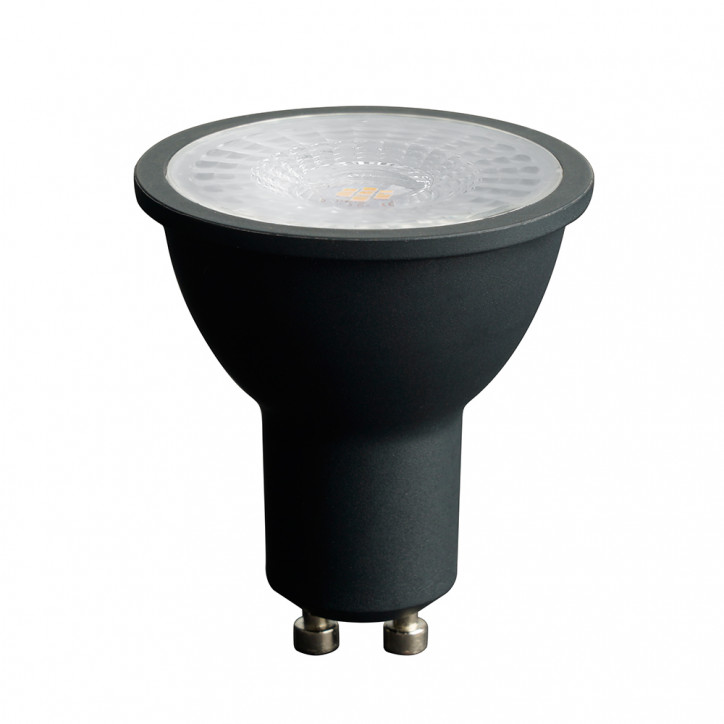 Лампа светодиодная LED 7вт 230в GU10 теплый с линзой 110 гр. черный корпус Feron PRO