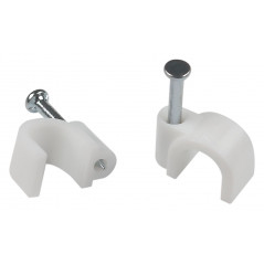 Скоба пластиковая крепежная круглая 8 мм белая NO-224-570 (50 шт/уп)