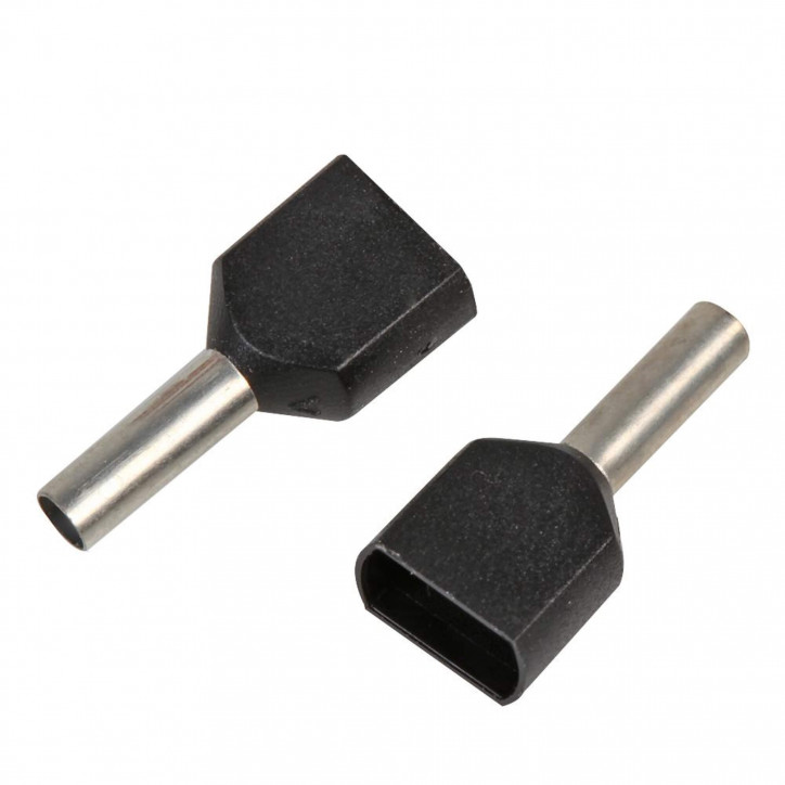 Наконечник-гильза двойная с изолир.фланцем 1,5 кв.мм черный (НШВИ2) Наконечник-гильза двойная с изолир.фланцем 1,5 кв.мм черный (НШВИ2)