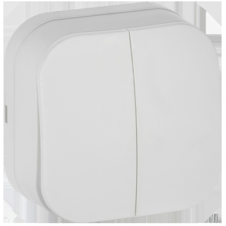 GLORY Выключатель 2-клавишный для открытой установки 10А ВС20-2-0-ХБм белый матовый IEK