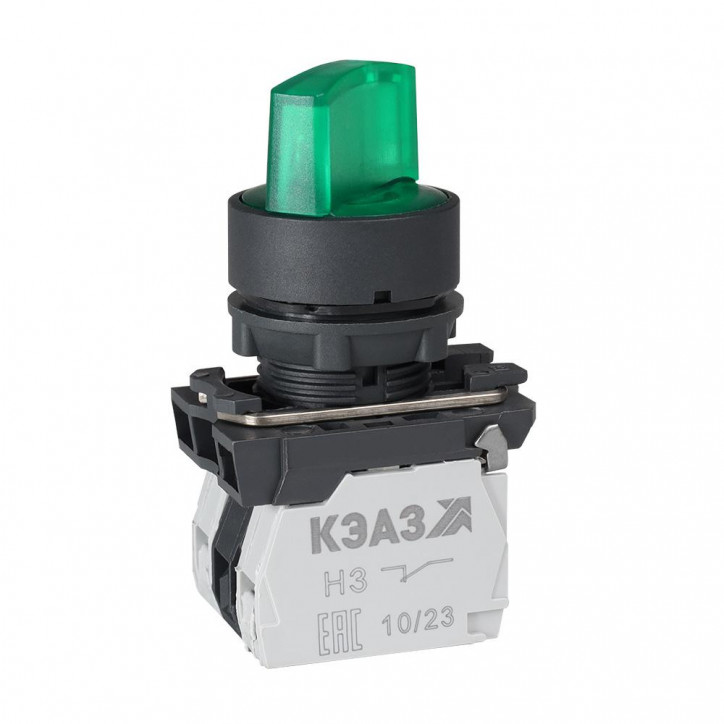 Переключатель КПЕ1110РЛ-220В-зеленый-1но+0нз-ручка-фикс-2поз-индикатор-IP40-КЭАЗ Переключатель КПЕ1110РЛ-220В-зеленый-1но+0нз-ручка-фикс-2поз-индикатор-IP40-КЭАЗ
