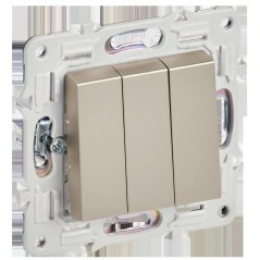 SKANDY Выключатель 3-клавишный 10А SK-V11Sh шампань IEK
