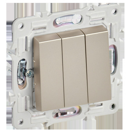 SKANDY Выключатель 3-клавишный 10А SK-V11Sh шампань IEK