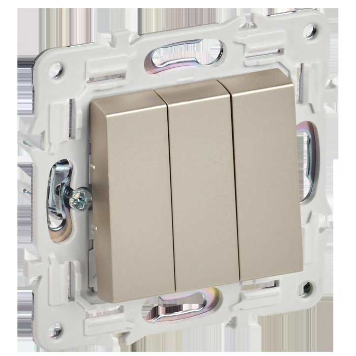 SKANDY Выключатель 3-клавишный 10А SK-V11Sh шампань IEK