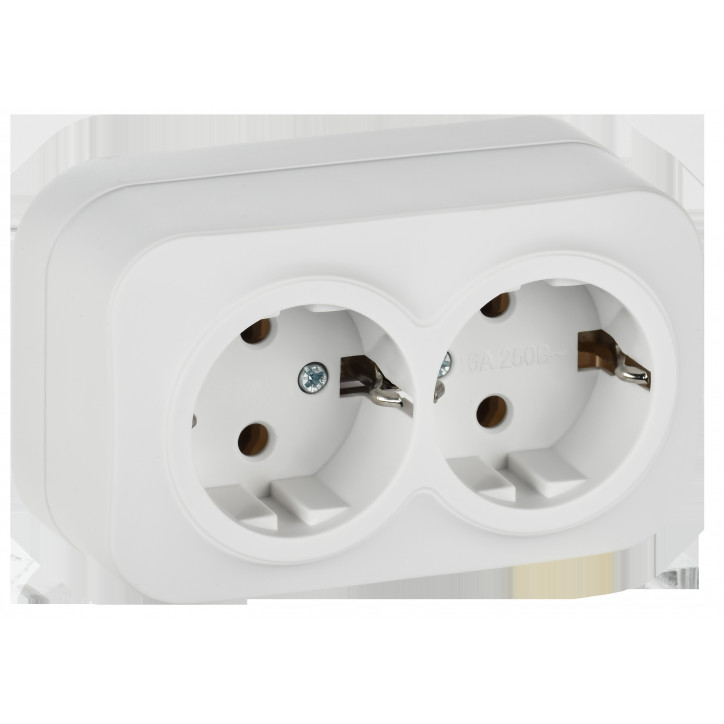GLORY Розетка 2-местная для открытой установки с заземлением без защитных шторок 16А РС22-3-ХБм белый матовый IEK GLORY Розетка 2-местная для открытой установки с заземлением без защитных шторок 16А РС22-3-ХБм белый матовый IEK