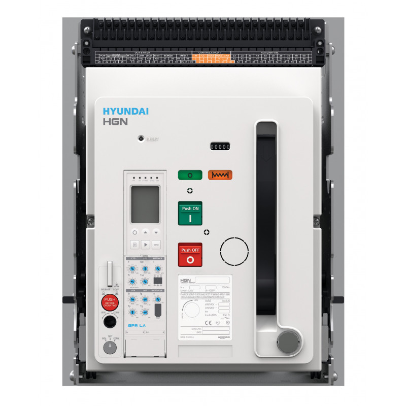 Воздушный выключатель серии HGS, арт. HGS16A3BM0C0S054LBAER (1600А, 3P, 65кА, выкатной c горизонтальным расположением шин, реле 