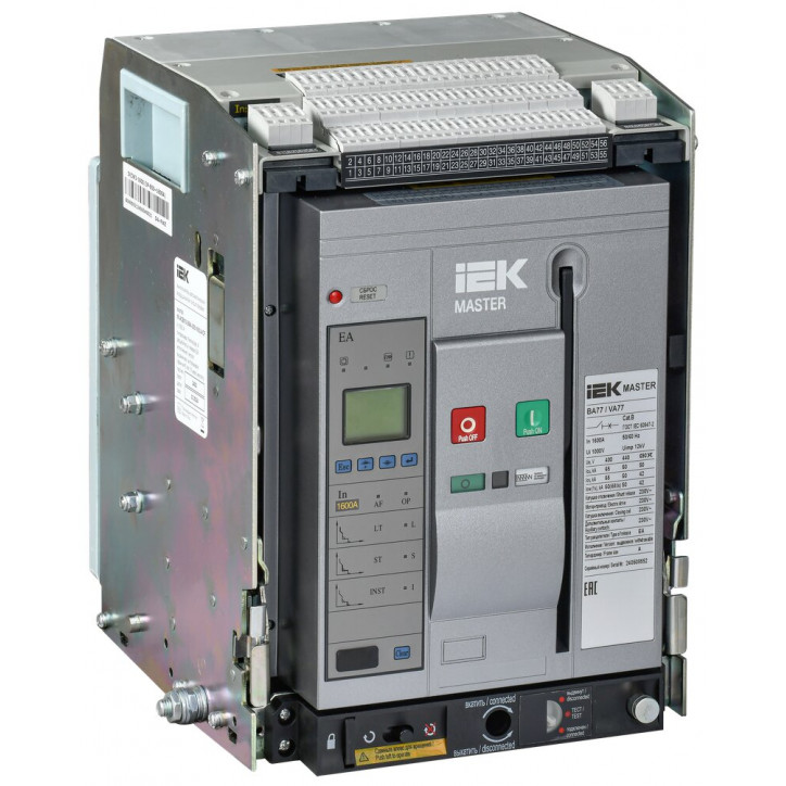 Воздушный автоматический выключатель переменного тока ВА77 выдвижного исполнения 3 полюса типоразмер A 65кА 1600А EA с набором а Воздушный автоматический выключатель переменного тока ВА77 выдвижного исполнения 3 полюса типоразмер A 65кА 1600А EA с набором а