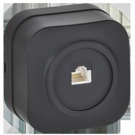 GLORY Розетка для открытой установки компьютерная RJ45 кат.5E РК10-ХЧм черный матовый IEK