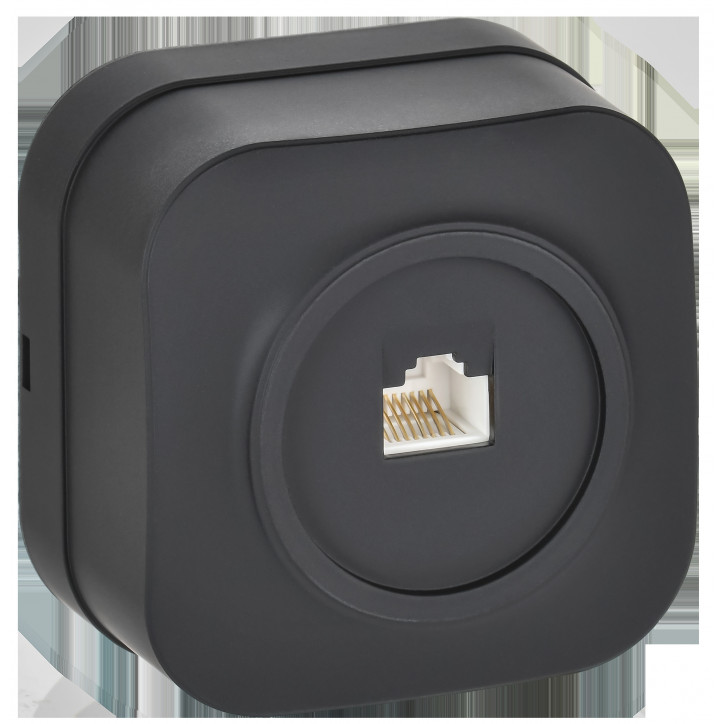 GLORY Розетка для открытой установки компьютерная RJ45 кат.5E РК10-ХЧм черный матовый IEK GLORY Розетка для открытой установки компьютерная RJ45 кат.5E РК10-ХЧм черный матовый IEK