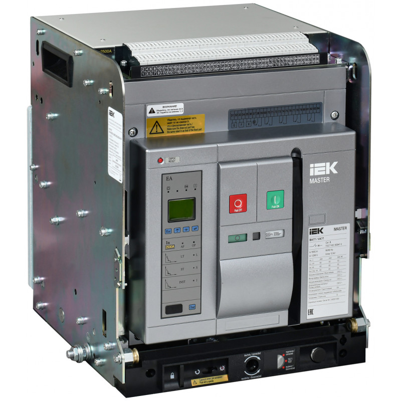 Воздушный автоматический выключатель переменного тока ВА77 выдвижного исполнения 3 полюса типоразмер D 65кА 1600А EA с набором а