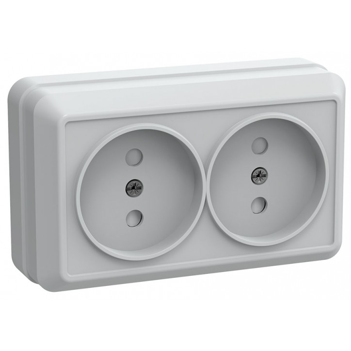 Розетка двойная без заземления со шторками 10А