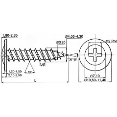Саморез с пресс-шайбой 4.2x32 острый