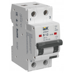 ARMAT Автоматический выключатель дифференциального тока B10N 2P B13 30мА тип A IEK