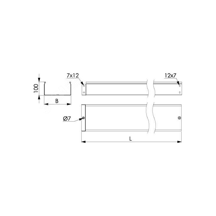Лоток листовой 50х10 L-3000мм толщина 1.2мм цинк-ламельный