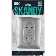 SKANDY Розетка 2-местная без заземления с защитными шторками 10А в сборе SK-R09S серебряный IEK