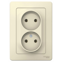 BLANCA скрытой установки розетка двойная без заземления без шторок, 16А, 250В, молочный