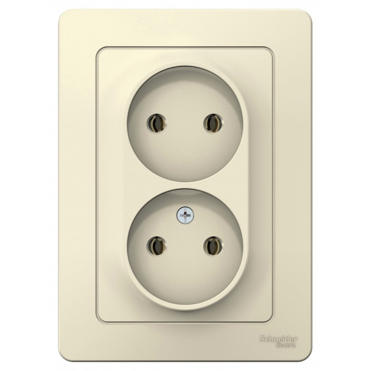 BLANCA скрытой установки розетка двойная без заземления без шторок, 16А, 250В, молочный BLANCA скрытой установки розетка двойная без заземления без шторок, 16А, 250В, молочный