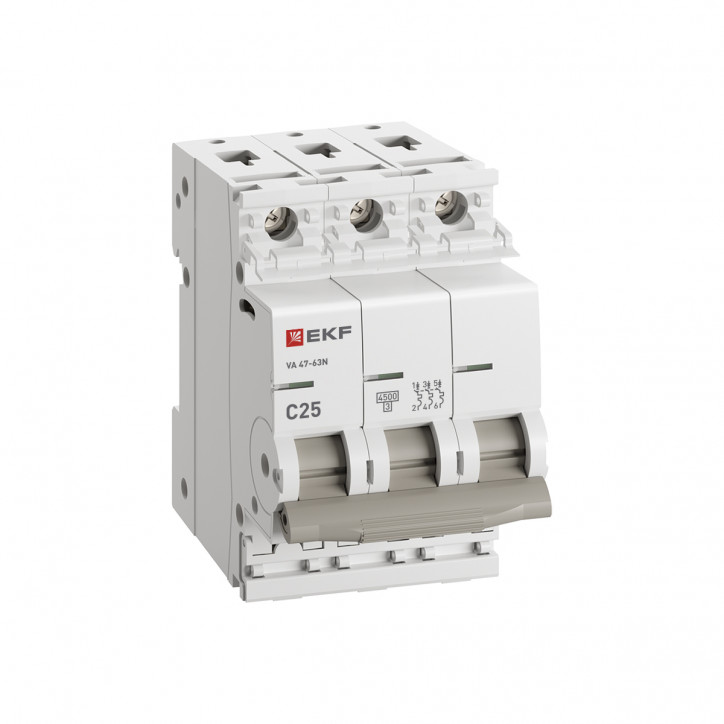 Автоматический выключатель ВА 47-63N 3P 25А (C) 4,5 кА PROXIMA