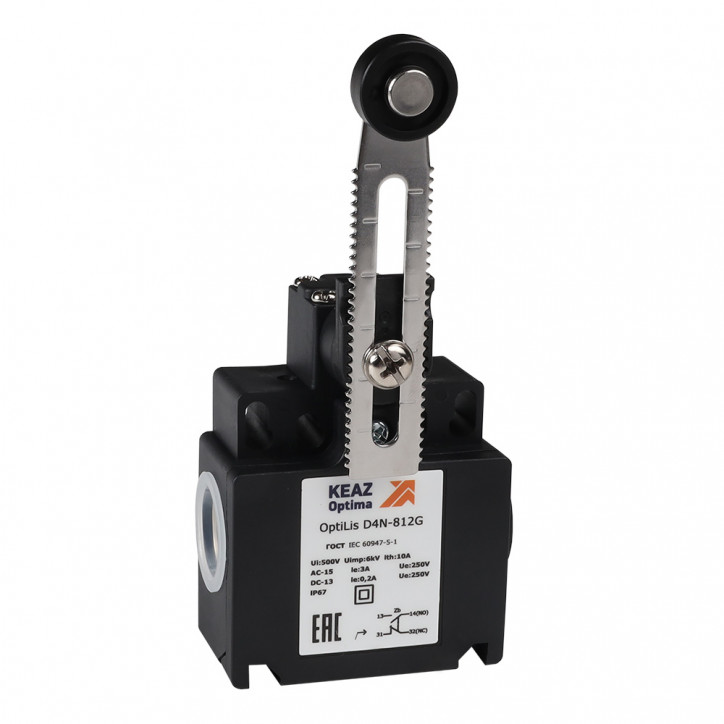 Выключатель концевой OptiLiS D4N-412H рычаг регулируемый 50 мм с роликом пластиковым EN 50047 XCKN2149P20 Выключатель концевой OptiLiS D4N-412H рычаг регулируемый 50 мм с роликом пластиковым EN 50047 XCKN2149P20
