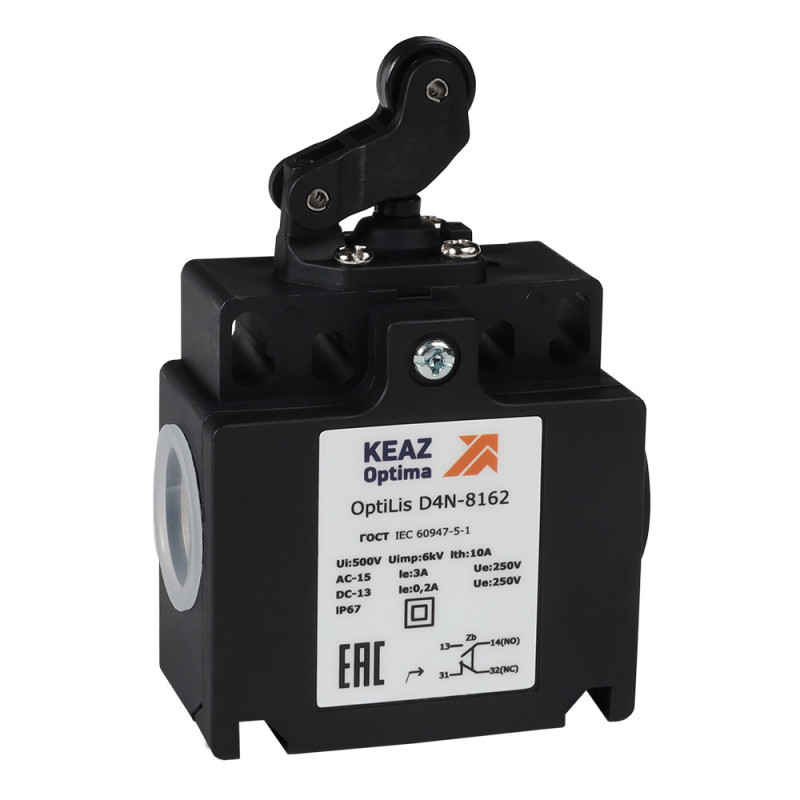 Выключатель концевой OptiLiS D4N-8162 рычаг роликовый горизонтальное перемещение EN 50047 XCKT2121P16