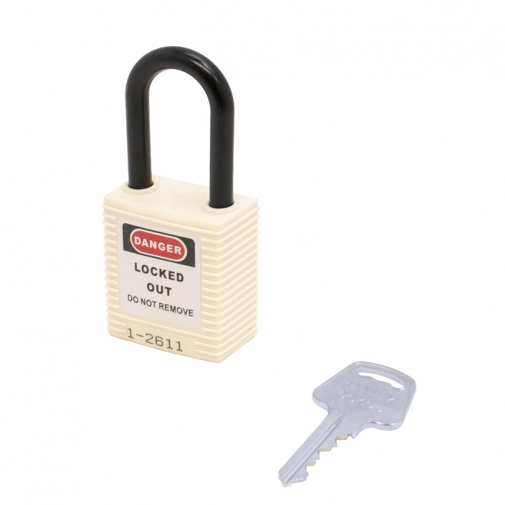 Замок безопасности навесной нейлоновая дужка BD-G16 White Замок безопасности навесной нейлоновая дужка BD-G16 White