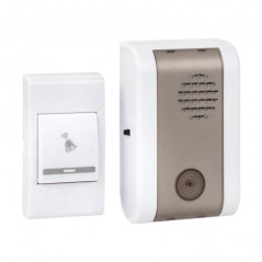 Звонок беспроводной на батарейках 003 (белый-серый 36 мелодий с индикацией 2х1.5В АA дистанция 80м) Basic