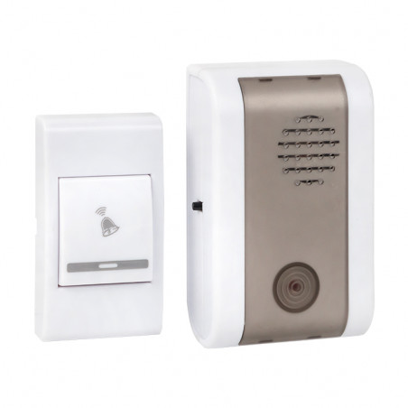 Звонок беспроводной на батарейках 003 (белый-серый 36 мелодий с индикацией 2х1.5В АA дистанция 80м) Basic