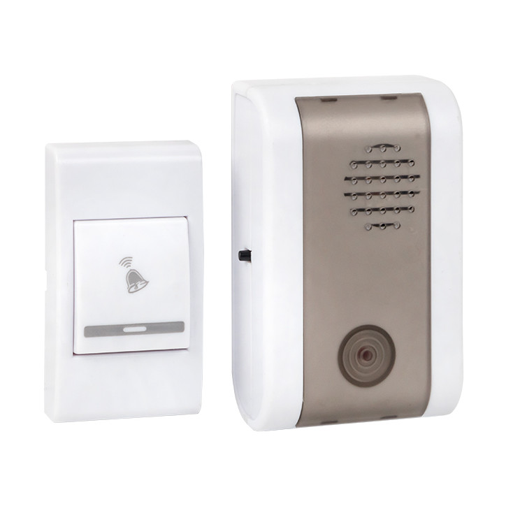 Звонок беспроводной на батарейках 003 (белый-серый 36 мелодий с индикацией 2х1.5В АA дистанция 80м) Basic