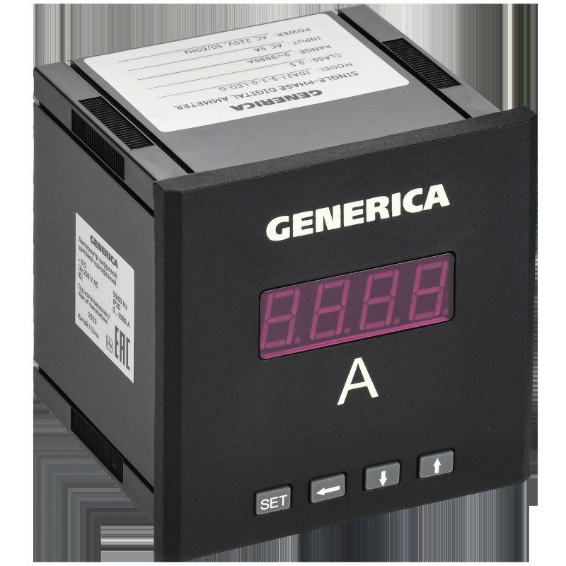 Амперметр цифровой щитовой однофазный 96х96мм LED GENERICA