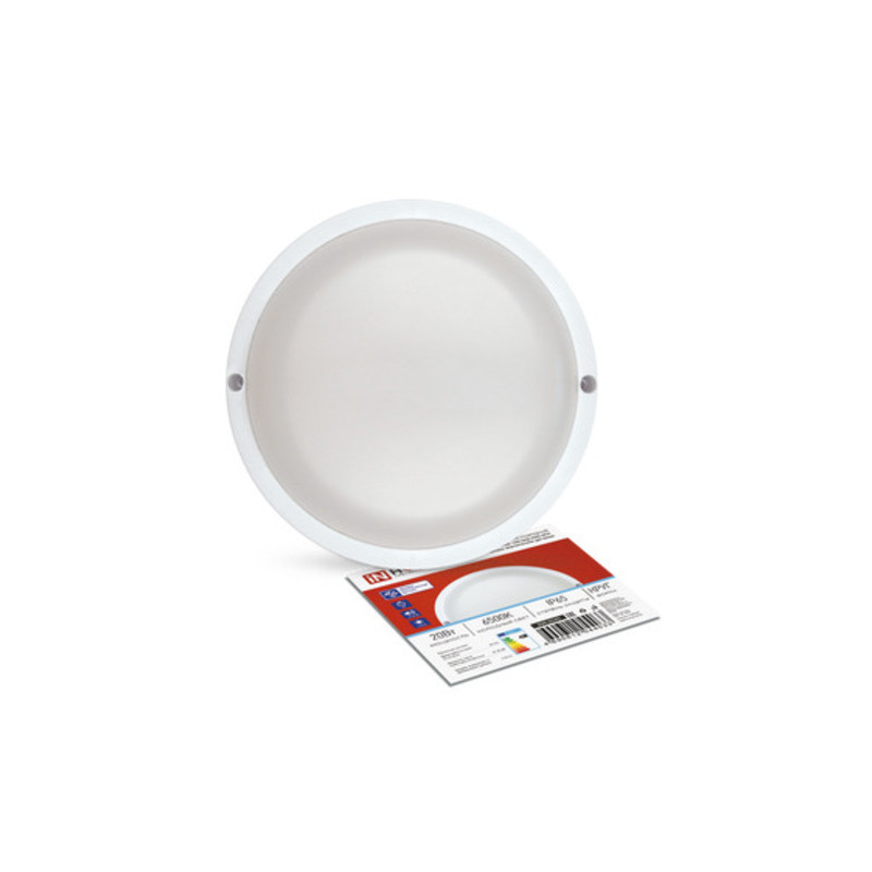 Светильник светодиодный герметичный СПП ОAД-2065-КРУГ 20Вт 6500К 1800Лм с оптико-акустическим датчиком IP65 155мм IN HOME