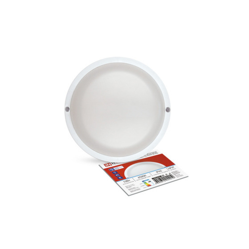 Светильник светодиодный герметичный СПП ОAД-1065-КРУГ 10Вт 6500K 900Лм с оптико-акустическим датчиком IP65 140мм IN HOME