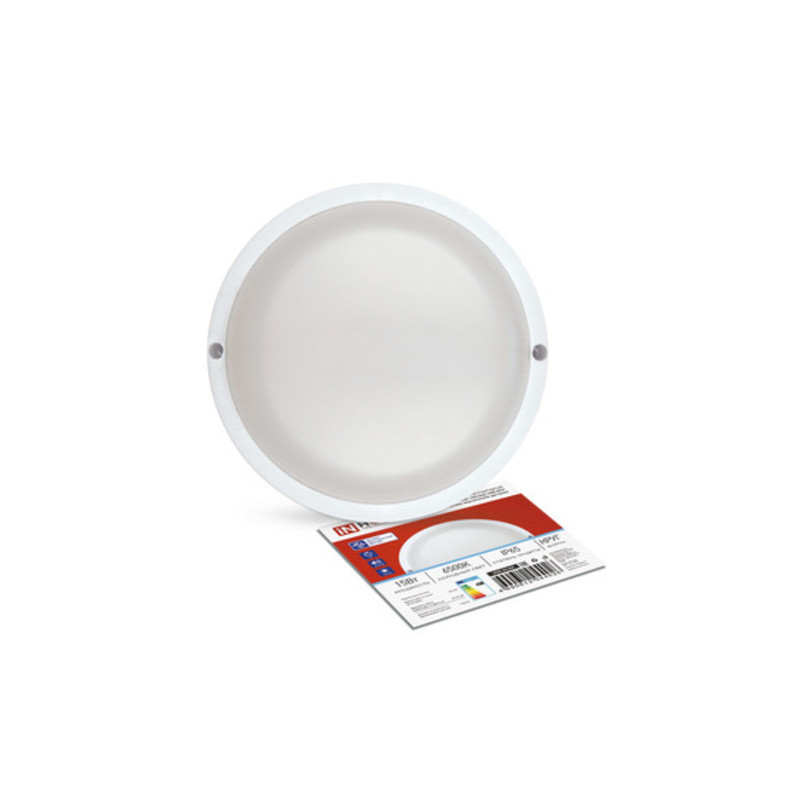 Светильник светодиодный герметичный СПП ОAД-1565-КРУГ 15Вт 6500К 1350Лм с оптико-акустическим датчиком IP65 140мм IN HOME