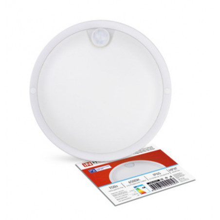 Светильник светодиодный герметичный СПП ИД-1565-КРУГ 15Вт 6500К 1350Лм с инфракрасным датчиком IP65 140мм IN HOME