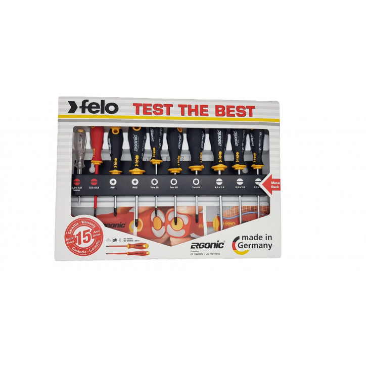 Набор отверток Ergonic, Отвертка диэлектрическая и отвертка тестер напряжения 10 шт