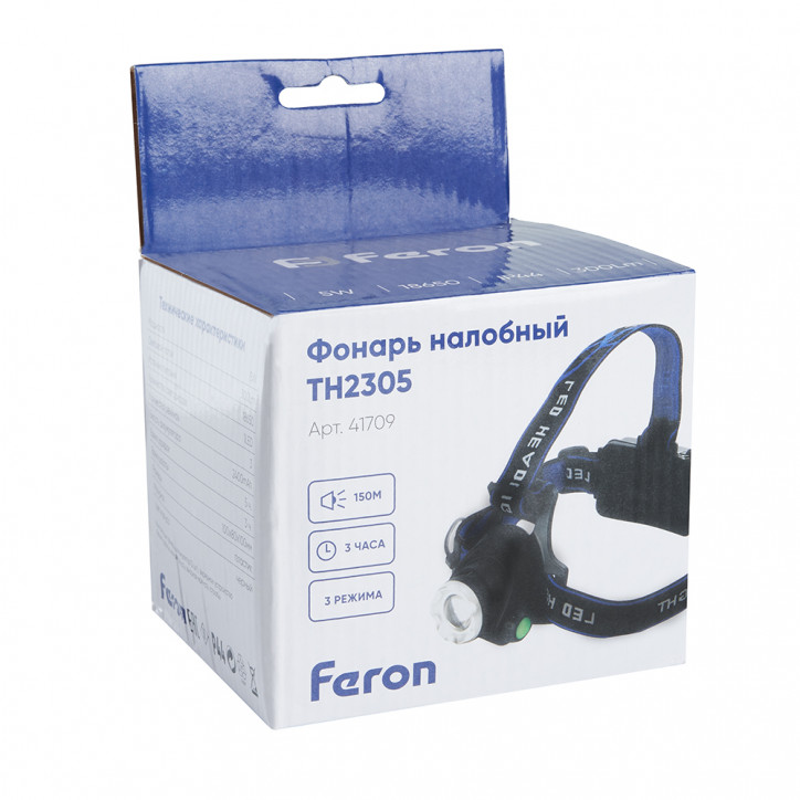 Фонарь налобный светодиодный аккумуляторный 5W, IP44, пластик/алюминий, TH2305 Фонарь налобный светодиодный аккумуляторный 5W, IP44, пластик/алюминий, TH2305