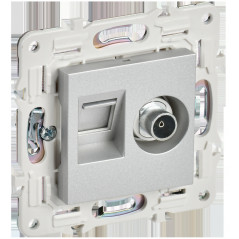 SKANDY Розетка двойная TV+RJ45 кат.6E SK-A15S серебряный IEK