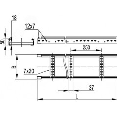 Лоток лестничный 50х500 L-6000мм горячеоцинкованный