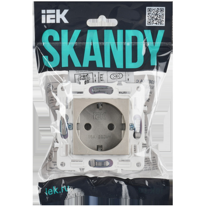 SKANDY Розетка с заземлением без защитных шторок 16А SK-R05Sh шампань IEK