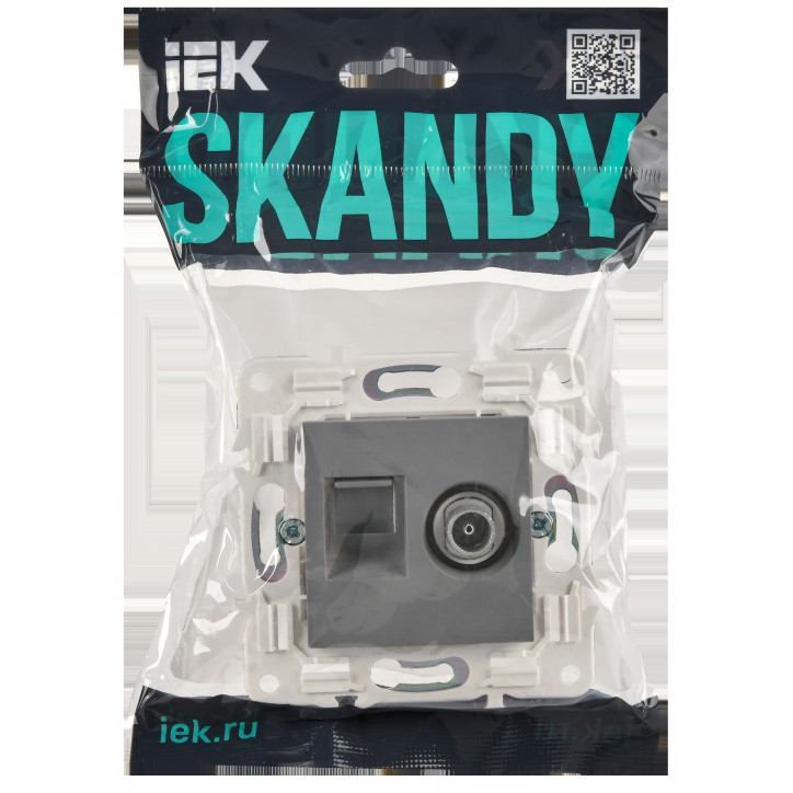 SKANDY Розетка двойная TV+RJ45 кат.5E SK-A14Gr серый IEK SKANDY Розетка двойная TV+RJ45 кат.5E SK-A14Gr серый IEK