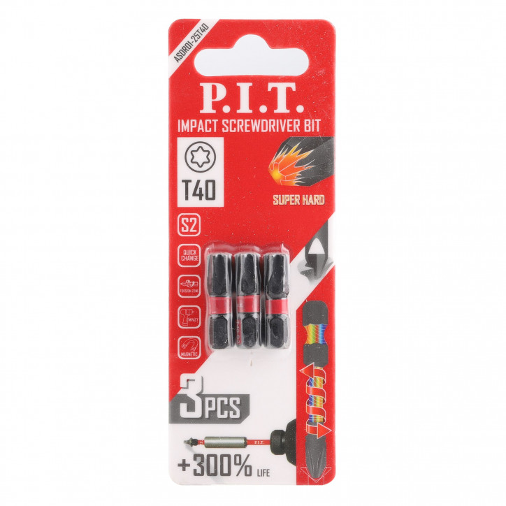 Биты ударные T40x25 мм 3 шт в уп. Биты ударные T40x25 мм 3 шт в уп.