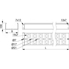 Лоток перфорированный 100х100 L-3000мм толщина 1.0мм цинк-ламельный