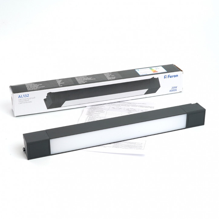 Светильник трековый светодиодный на шинопровод 20W, 1400 Lm, 4000К, 120 градусов, черный, AL132 Светильник трековый светодиодный на шинопровод 20W, 1400 Lm, 4000К, 120 градусов, черный, AL132