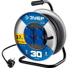 Удлинитель силовой на стальной катушке КГ-315, КГ, 3 x 1.5 мм2, 30 м, 3700 Вт, IP44, Профессионал