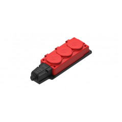 MultiSet Колодка 3х розетка 2К+З каучуковая 16А/250В IP44 Красная