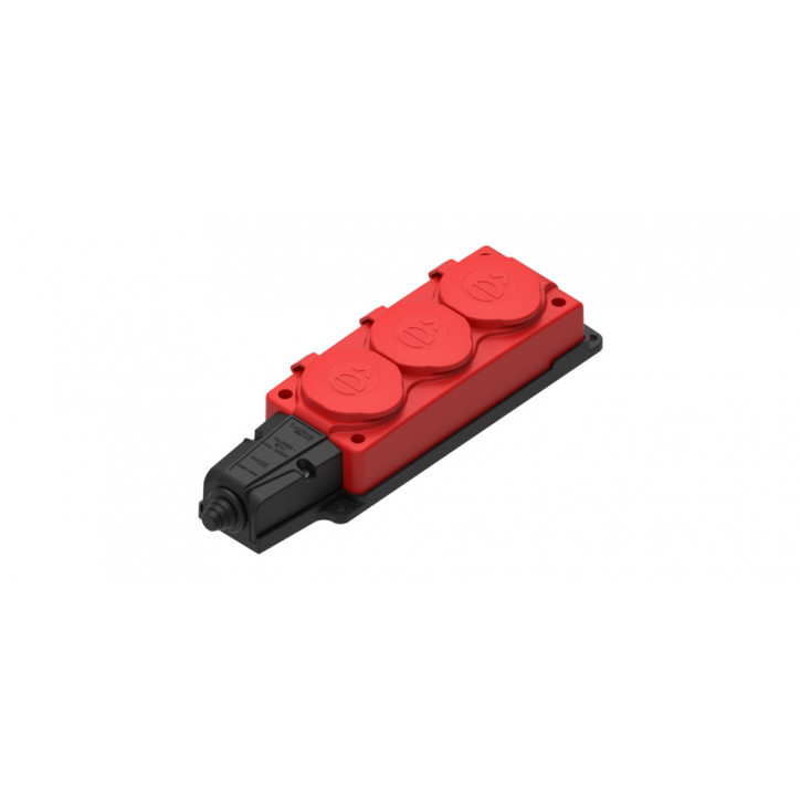 MultiSet Колодка 3х розетка 2К+З каучуковая 16А/250В IP44 Красная MultiSet Колодка 3х розетка 2К+З каучуковая 16А/250В IP44 Красная