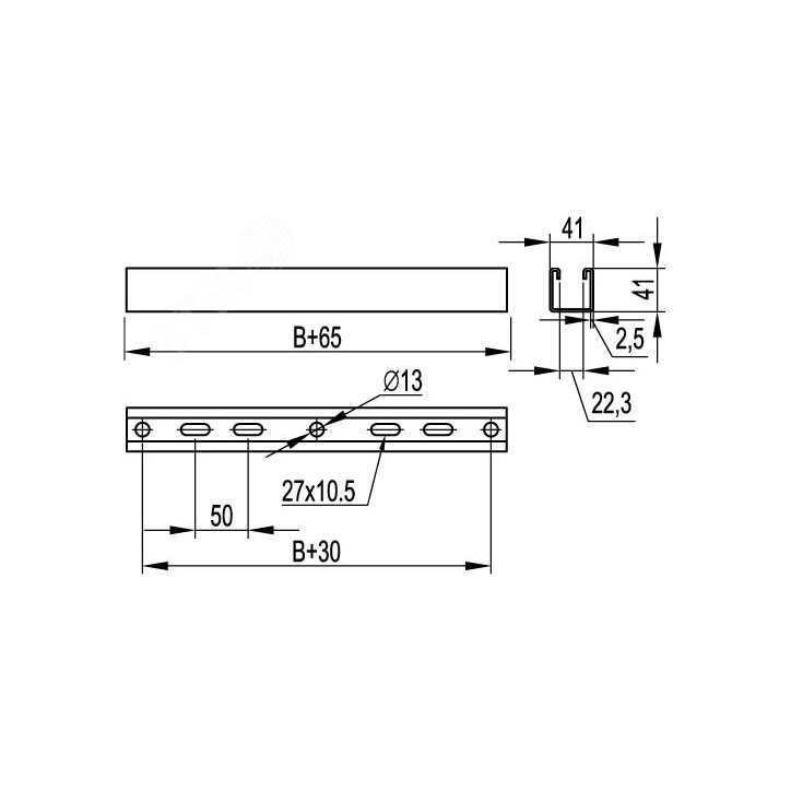 Траверса для подвеса лотка шириной до 600 мм горячеоцинкованная