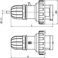 Вилка кабельная IP67 32A 3P+E 400В