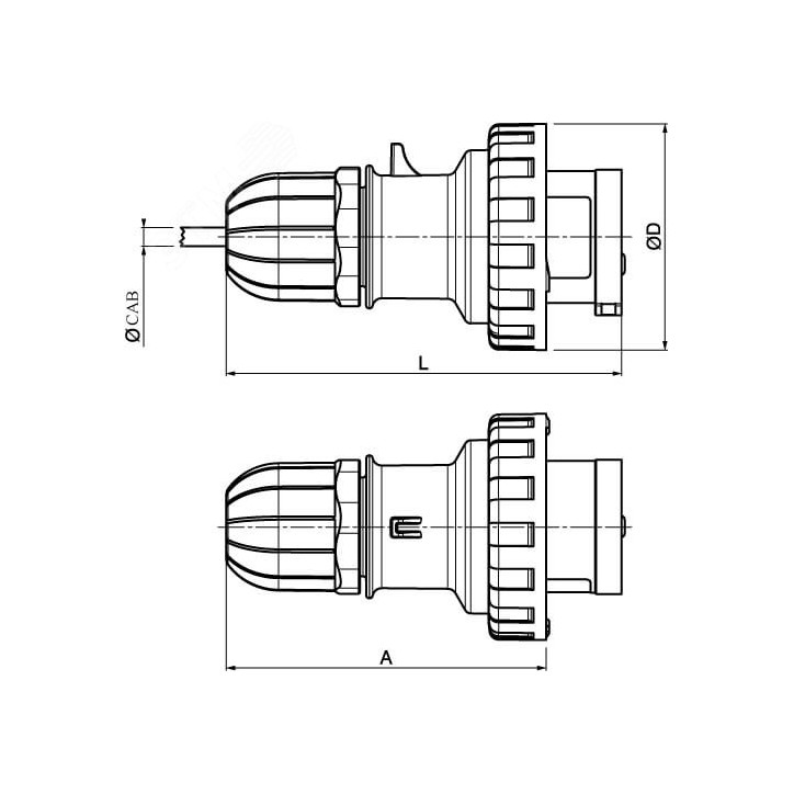 Вилка кабельная IP67 32A 3P+E 400В Вилка кабельная IP67 32A 3P+E 400В