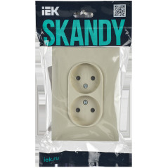 SKANDY Розетка 2-местная без заземления с защитными шторками 10А в сборе SK-R09B бежевый IEK
